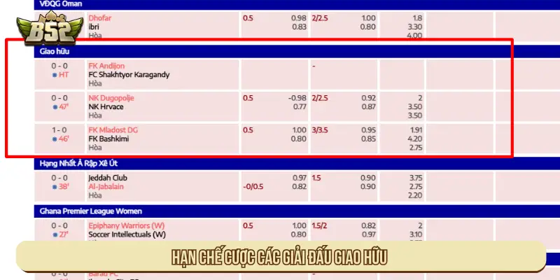 Những Loại Kèo Nào Không Nên Cược Để Tránh Thua Tiền Hạn chế cược các giải đấu giao hữu